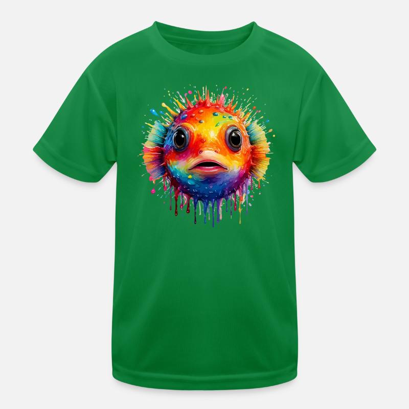 Impression d’art Color Explosion Puffer Fish T-shirt sport Enfant