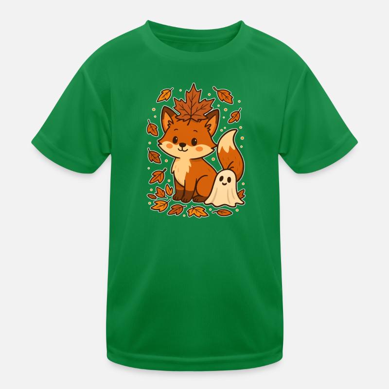 Herbstlicher Fuchs mit Blättern Kinder Funktions-T-Shirt
