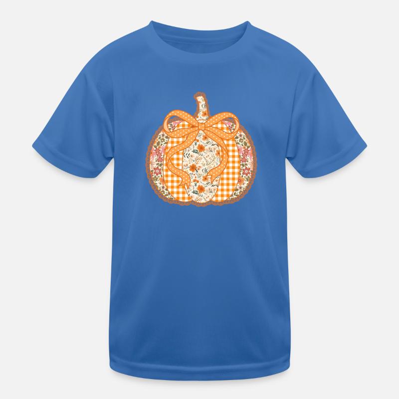 Flower pumpkin with gingham ribbon Kids Functional T-Shirt