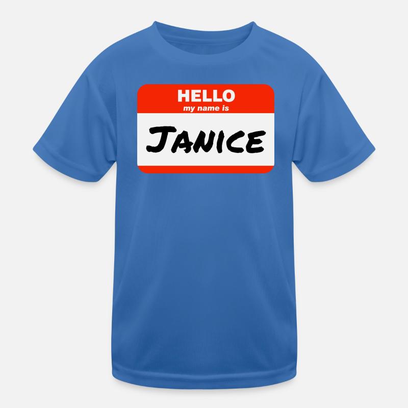 Hello My Name Is Janice Label Name Tag Kids Functional T-Shirt