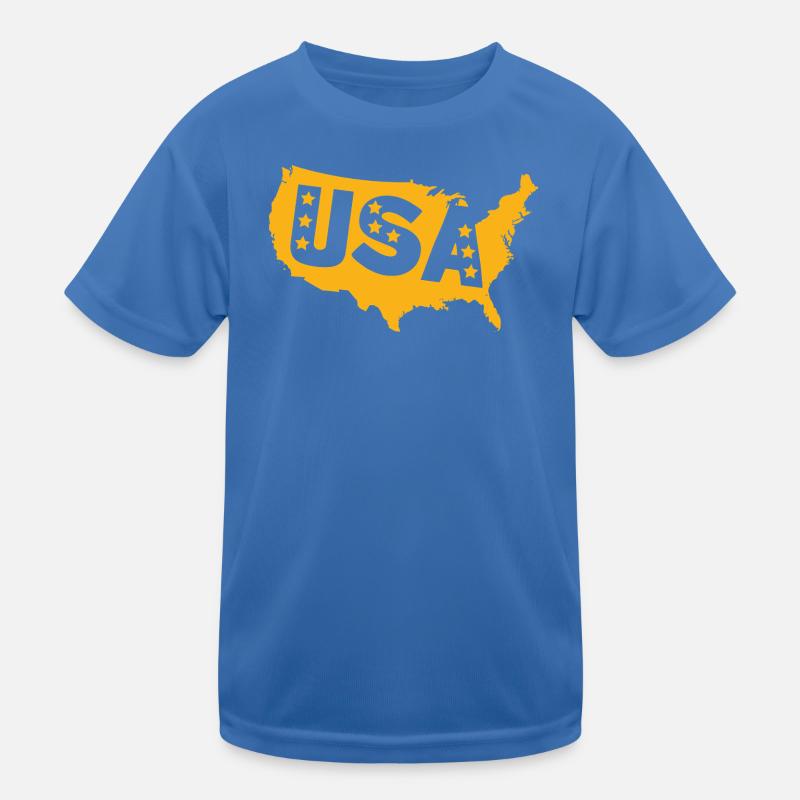 USA Karte Emblem mit Sternen Kinder Funktions-T-Shirt