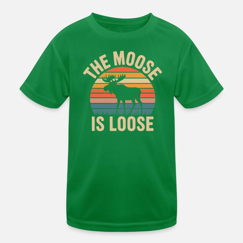 Moose Sunset ist locker Kinder Funktions-T-Shirt
