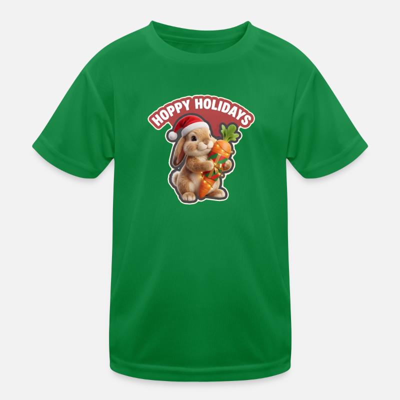 Hoppy Holidays Rabbit Christmas Kids Functional T-Shirt