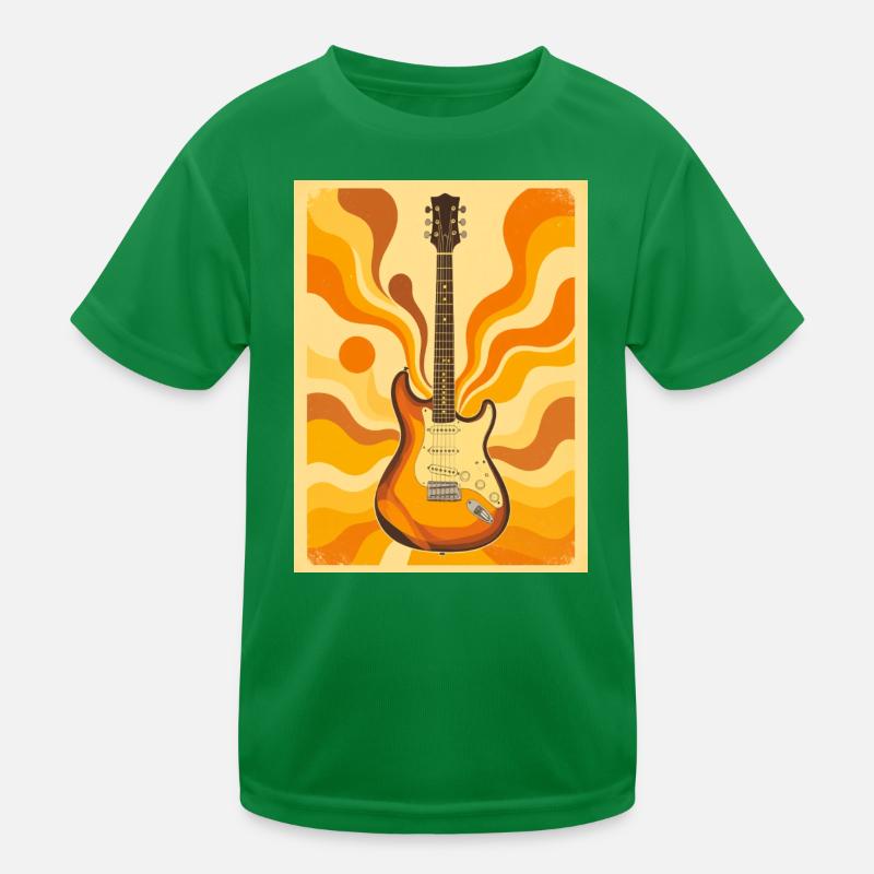 Psychedelische Retro-Gitarre mit lebendigen Siebzigern Kinder Funktions-T-Shirt