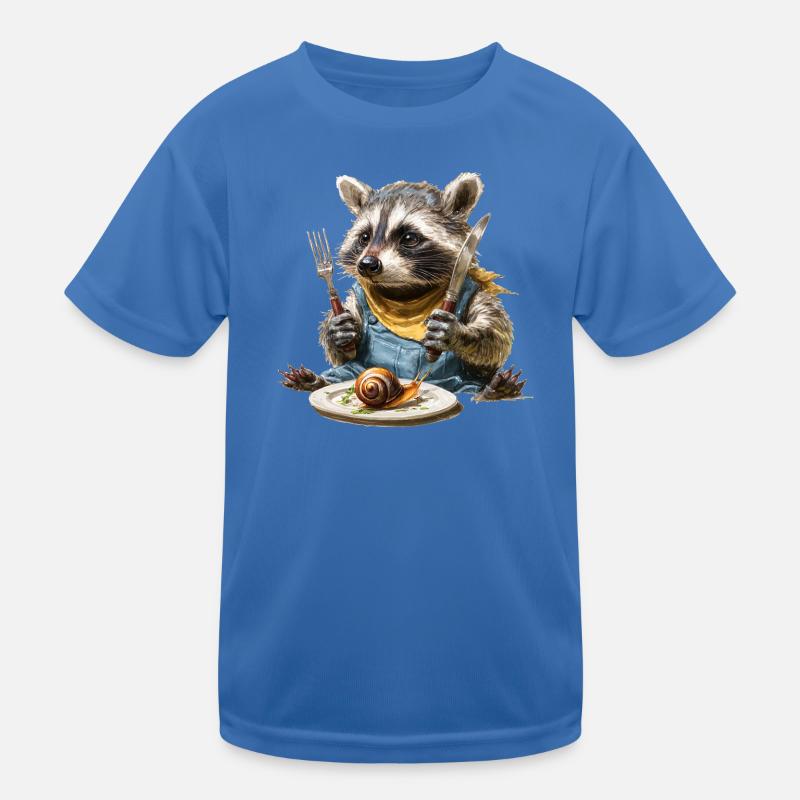 Waschbär-Küchenchef mit Gabel und Messer Kinder Funktions-T-Shirt