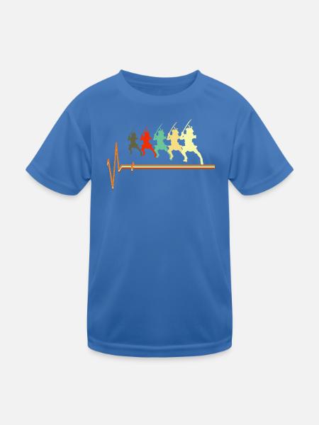 Samurai-Herzschlag-Krieger Bushido-Silhouette - Kinder Funktions-T-Shirt - Königsblau