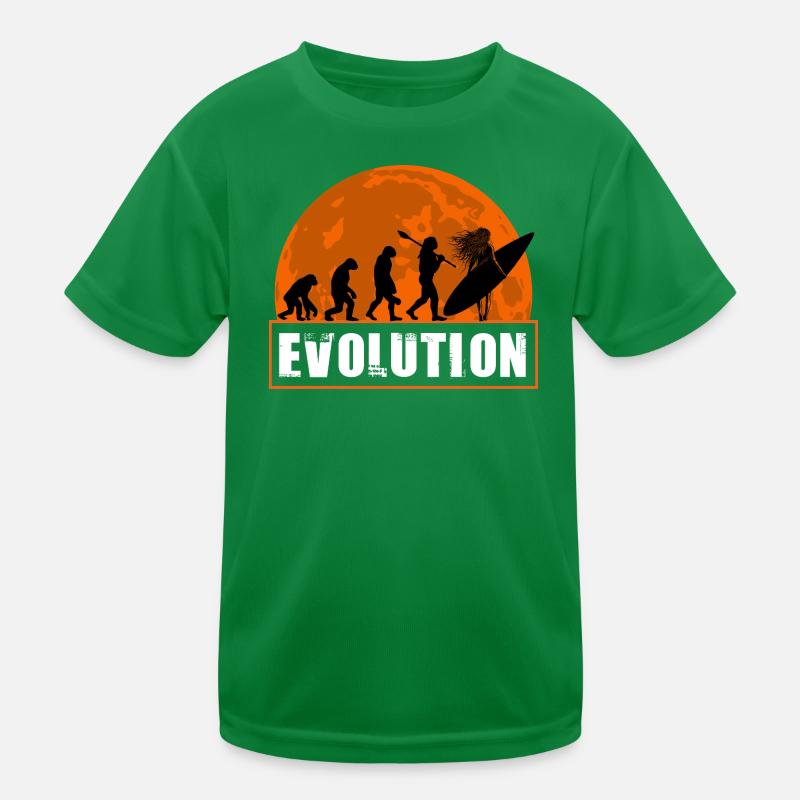 Entwicklung der Surfing Vintage Sunset Silhouette Kinder Funktions-T-Shirt