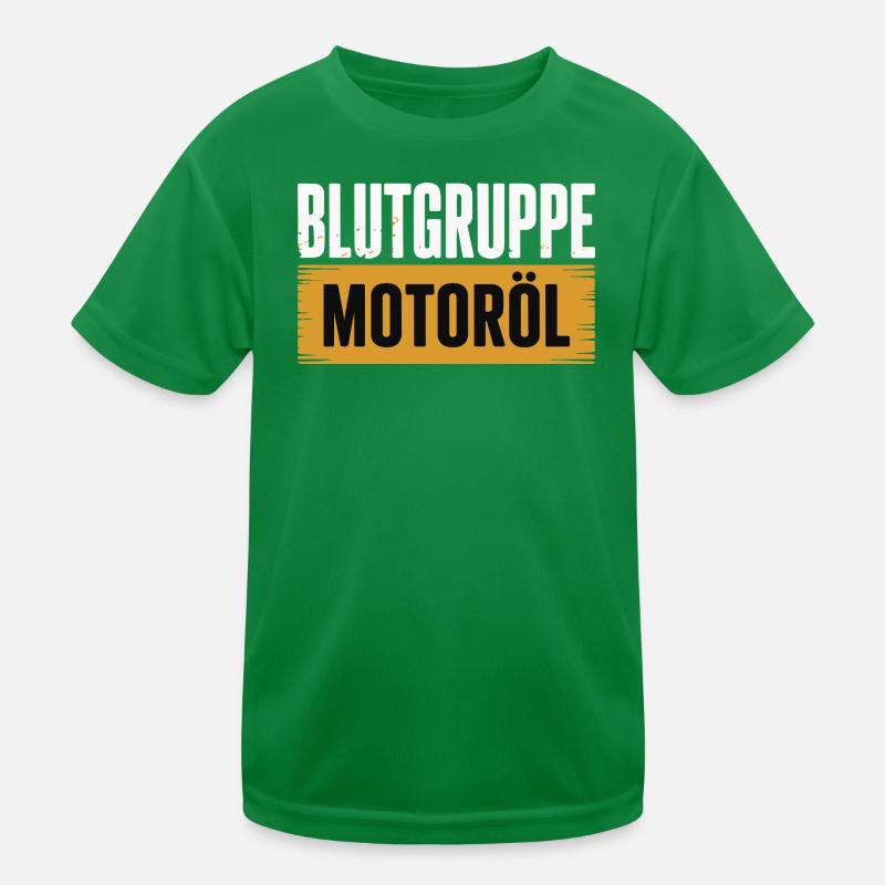 Blutgruppe Motoröl Schrauber Design Kinder Funktions-T-Shirt