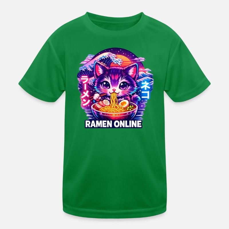 Neon Cat Ramen Online Kids Functional T-Shirt