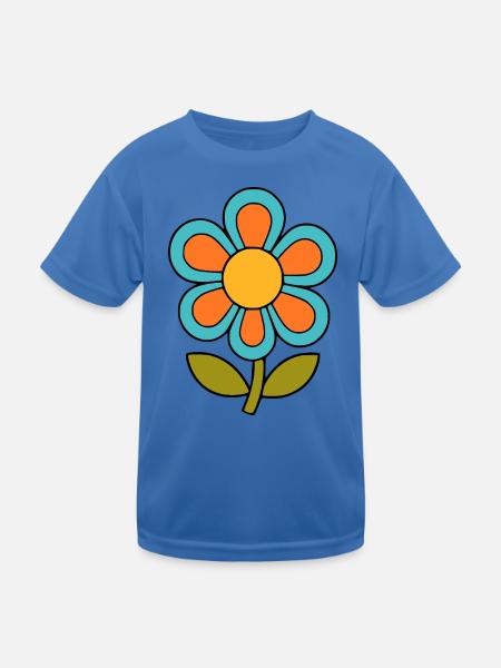 70s flower pattern retro flowerpower - Kids Functional T-Shirt - royal blue - Front