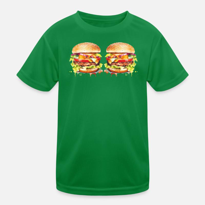Burger Watercolor Explosion Kids Functional T-Shirt