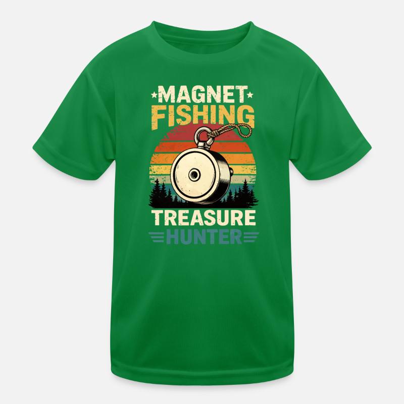 Vintage Magnetfischen Schatzjaeger Kinder Funktions-T-Shirt