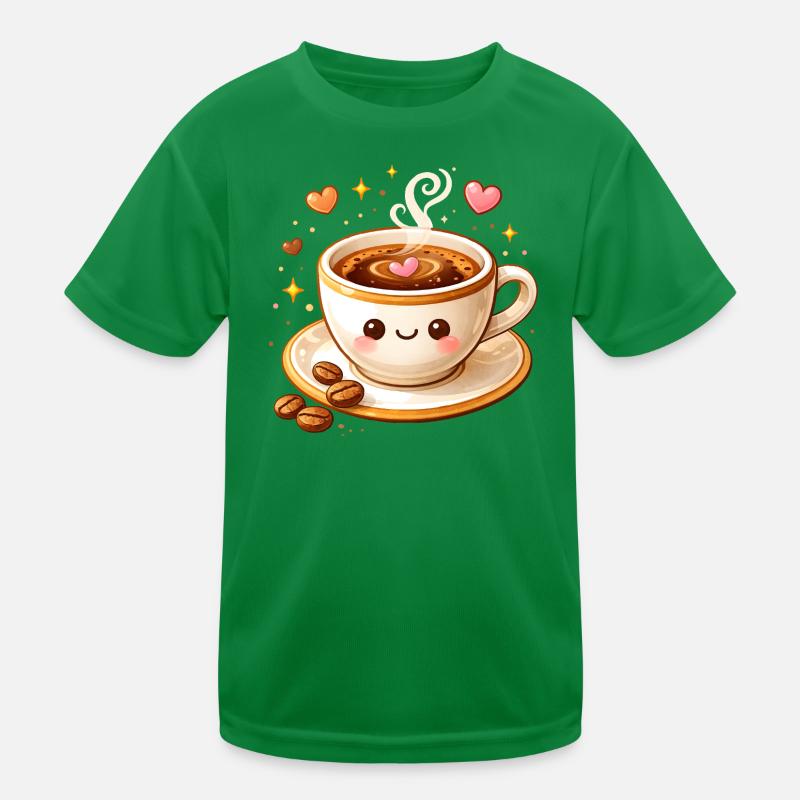 Süße Kaffee Tasse mit Gesicht Illustration  Kinder Funktions-T-Shirt