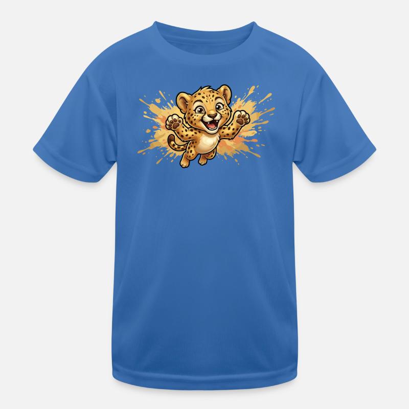 Springender Leopardenjunge Kinder Funktions-T-Shirt