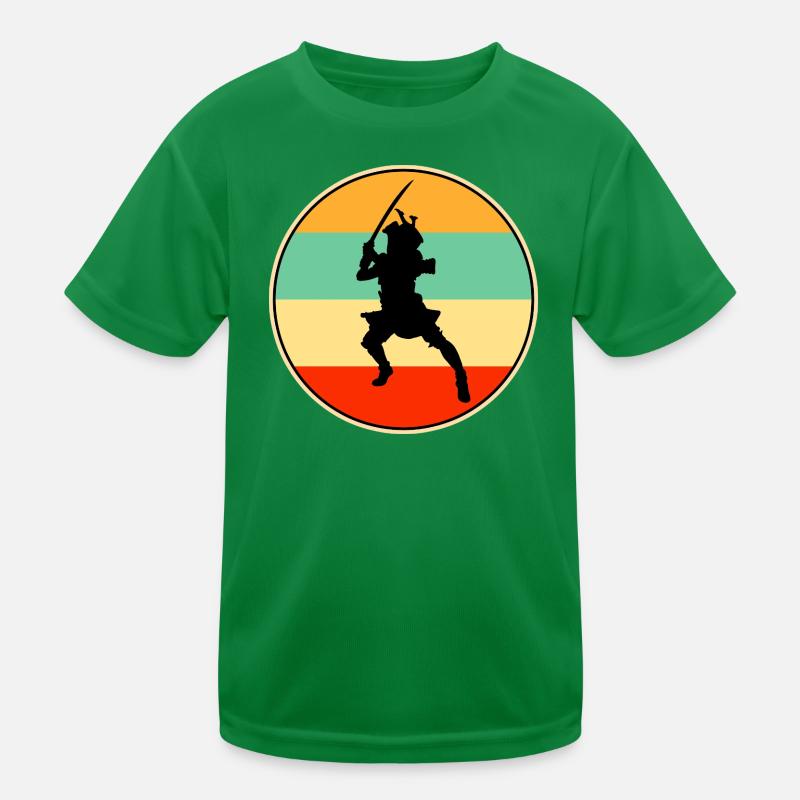 Samurai Warrior Retro Sunset Vintage Silhouette Kids Functional T-Shirt