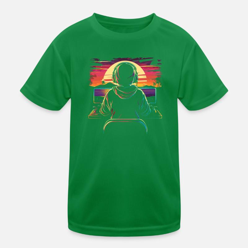 Gamer Synthwave Kinder Funktions-T-Shirt