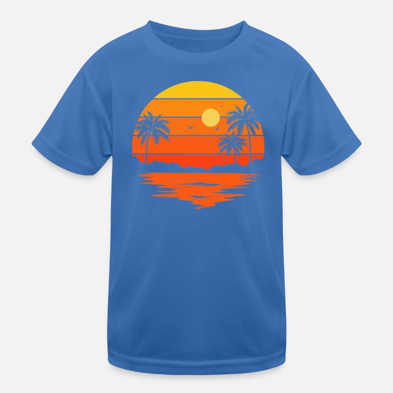 Sunset Retro Palm Tree Kids Functional T-Shirt