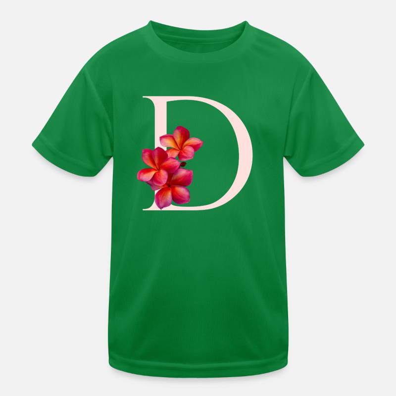 D Monogramm mit Frangipani Kinder Funktions-T-Shirt