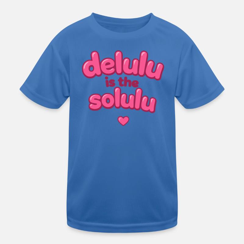Delulu Pink Bubble Text Kids Functional T-Shirt