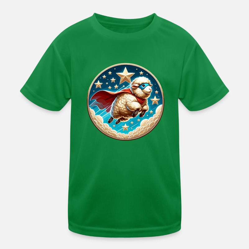 Schaf Superheld Schäfchen Wolle Held Kinder Funktions-T-Shirt
