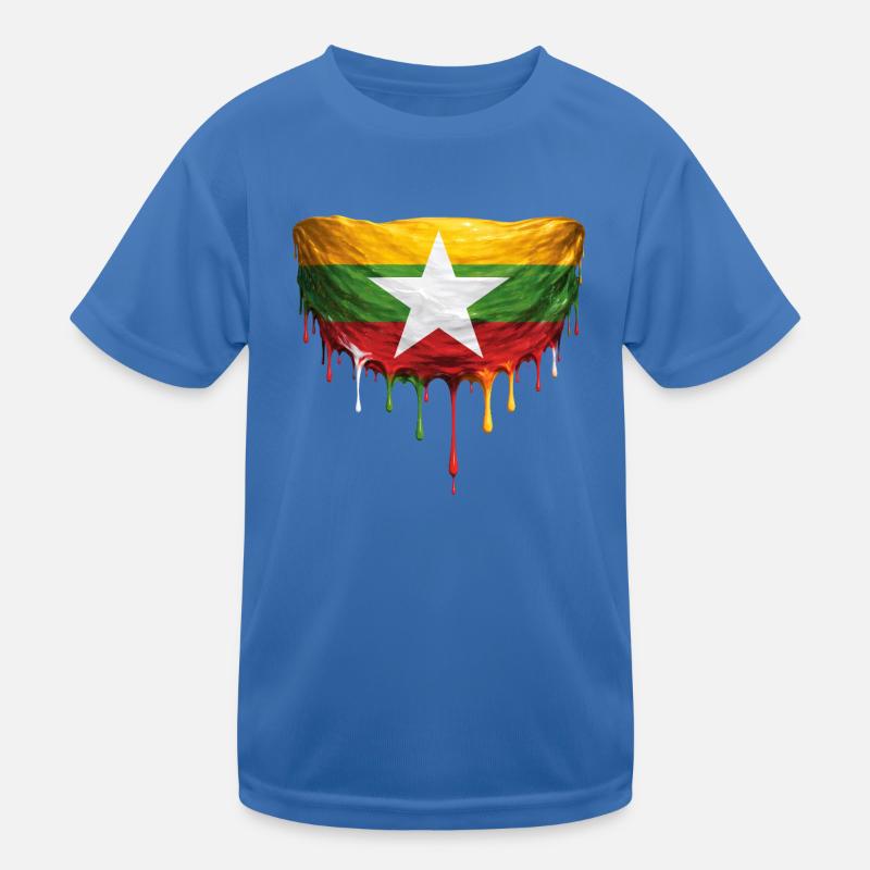 Art de chute du drapeau du Myanmar T-shirt sport Enfant