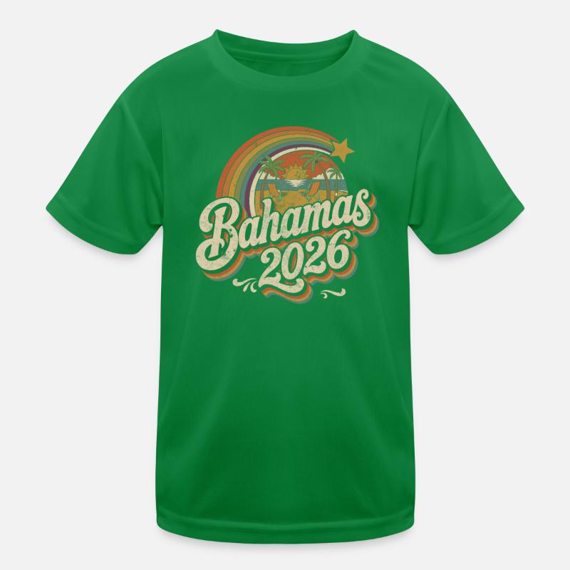 Bahamas 2026 Retro Sunset Kinder Funktions-T-Shirt