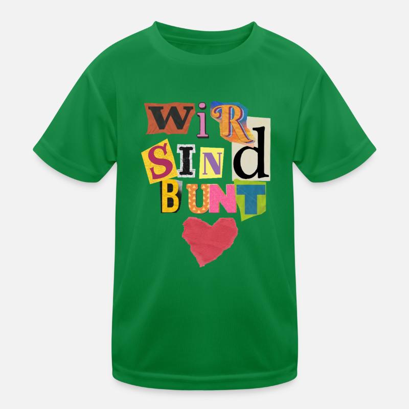 Wir sind bunt Collage Herz Kinder Funktions-T-Shirt