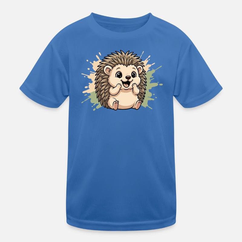 Cuddly hedgehog on pastel spritz Kids Functional T-Shirt