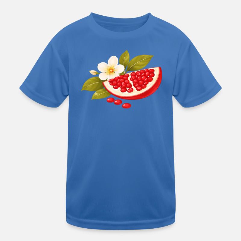 Granatapfel Illustration mit Blüte – Botanisch Kinder Funktions-T-Shirt