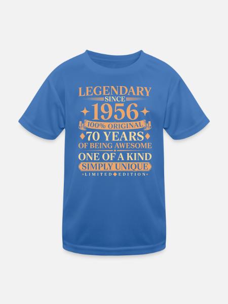 70th Birthday Legendary since 1956 Jahrgang - Kinder Funktions-T-Shirt - Königsblau - Vorne