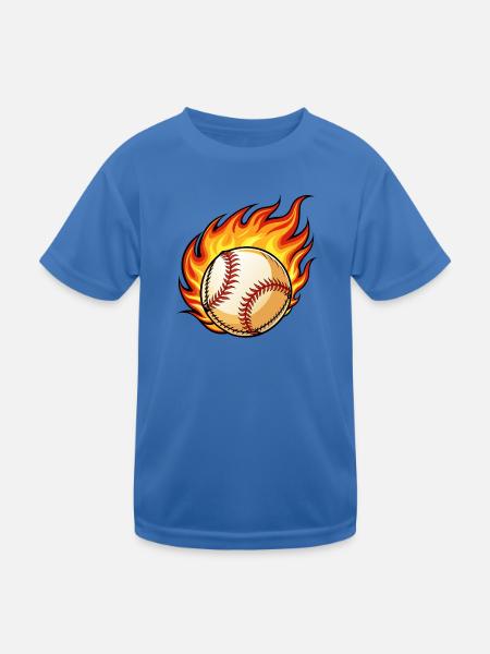 Flaming BaseBall - Kinder Funktions-T-Shirt - Königsblau - Vorne