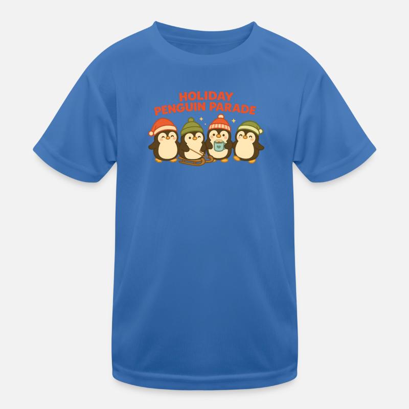 Frohe Pinguin Parade Kinder Funktions-T-Shirt
