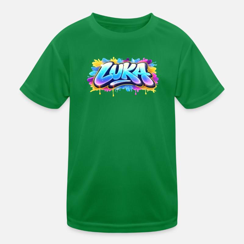 Graffiti LUKA Name Gift Ideal Printable On Kids Functional T-Shirt
