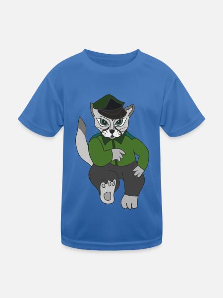 Gray cat in uniform - Kids Functional T-Shirt - royal blue - Front