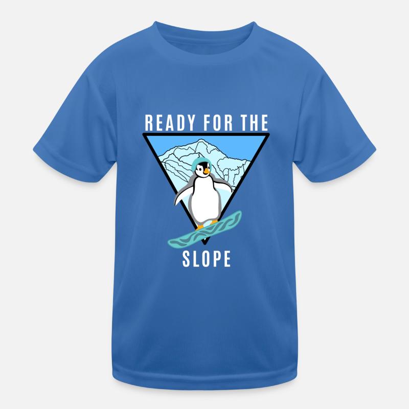 Snowboard Penguin, Slope, Winter, Mountains, Funny Kids Functional T-Shirt