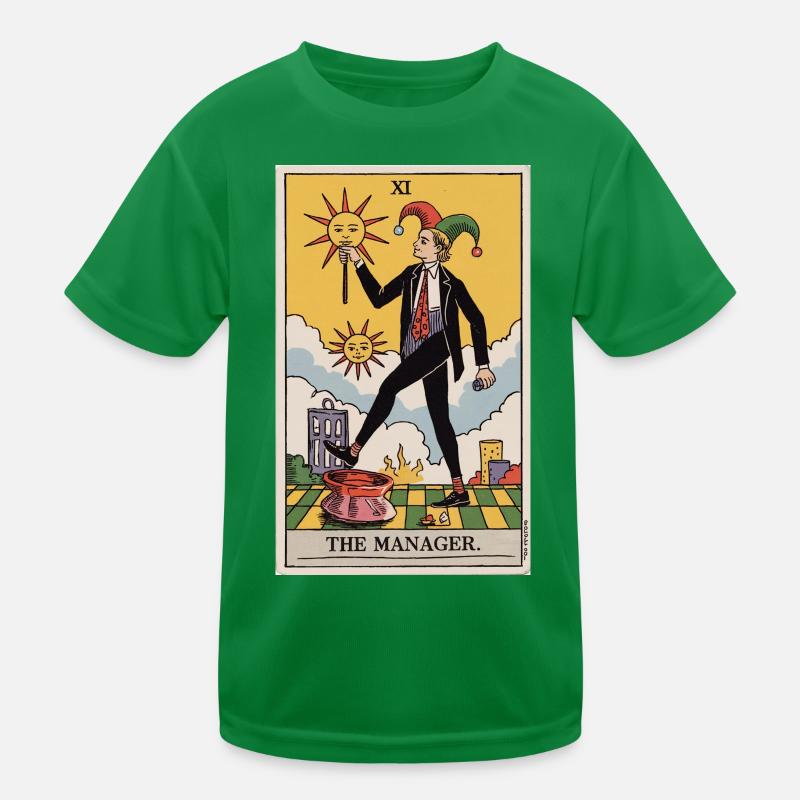 Der Manager Lustiges Tarotkarten-Design Kinder Funktions-T-Shirt