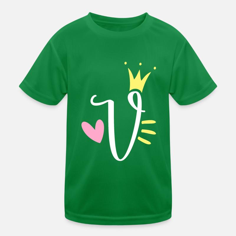 Letter V Initial Letter Crown Kids Functional T-Shirt