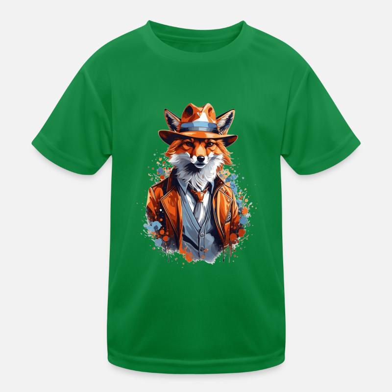 Fuchs mit Hut Kinder Funktions-T-Shirt
