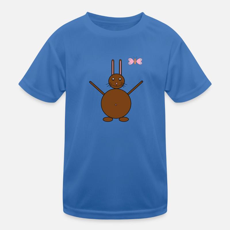 Brauner Hase & rosa/blauer Schmetterling Kinder Funktions-T-Shirt