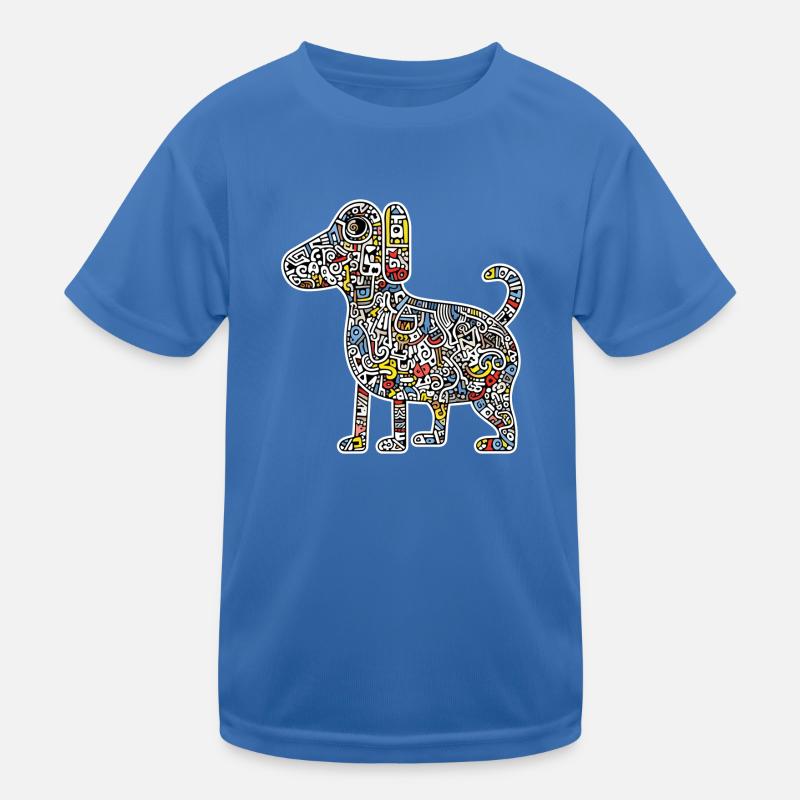 Dog Art Pattern - Kids Functional T-Shirt - royal blue