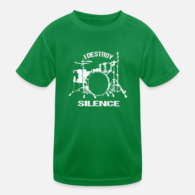 I Destroy Silence Drumset Drummer Drums Kids Functional T-Shirt