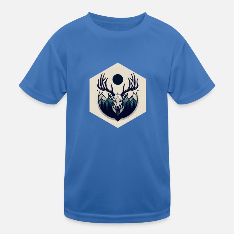 Hirsch mit Geweih Kinder Funktions-T-Shirt
