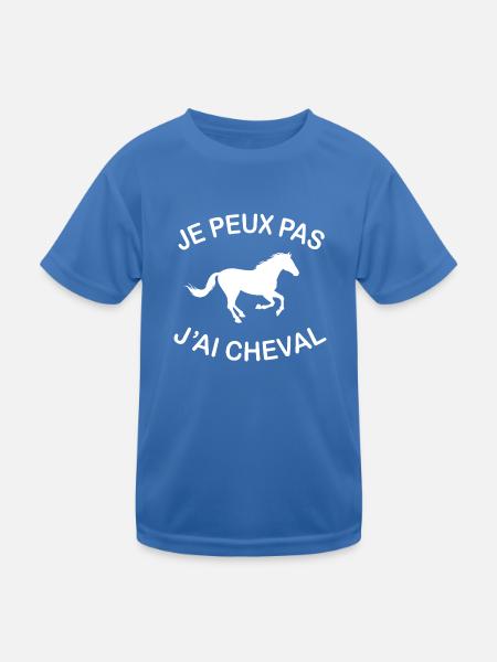 Je Peux Pas J'ai Cheval - T-shirt sport Enfant - bleu roi - Devant