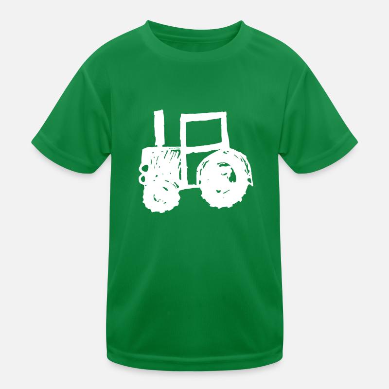 Tractor scribbled gift idea farmer Kids Functional T-Shirt