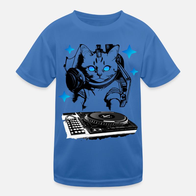 DJ cat with mixer Kids Functional T-Shirt