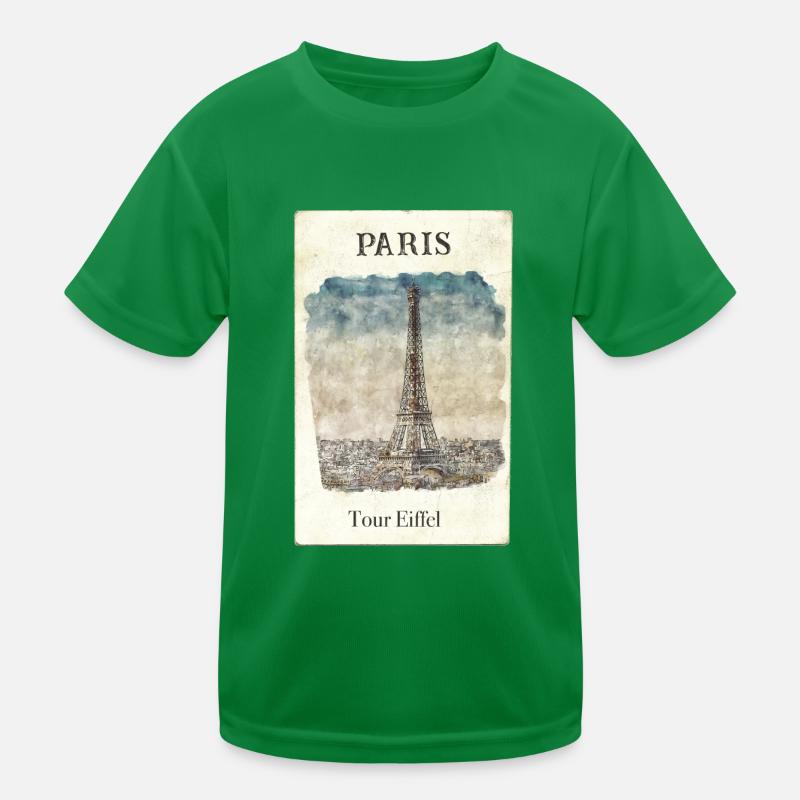 Paris Eiffel Tower Vintage Kids Functional T-Shirt
