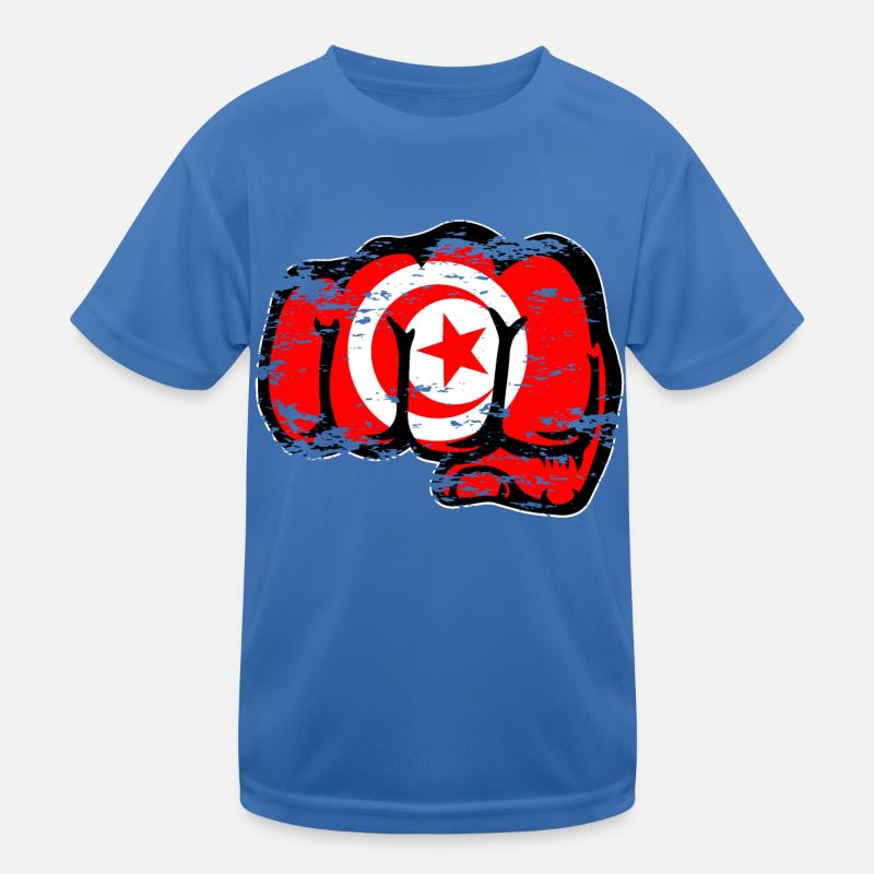 Drapeau de la Tunisie Main Poing Utilisé T-shirt sport Enfant