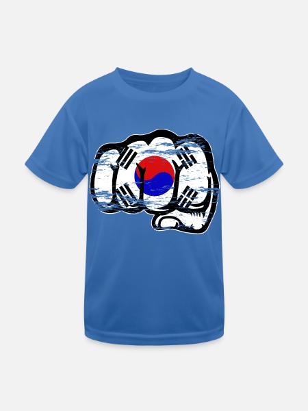 Südkorea Flagge Hand Faust used - Kinder Funktions-T-Shirt - Königsblau