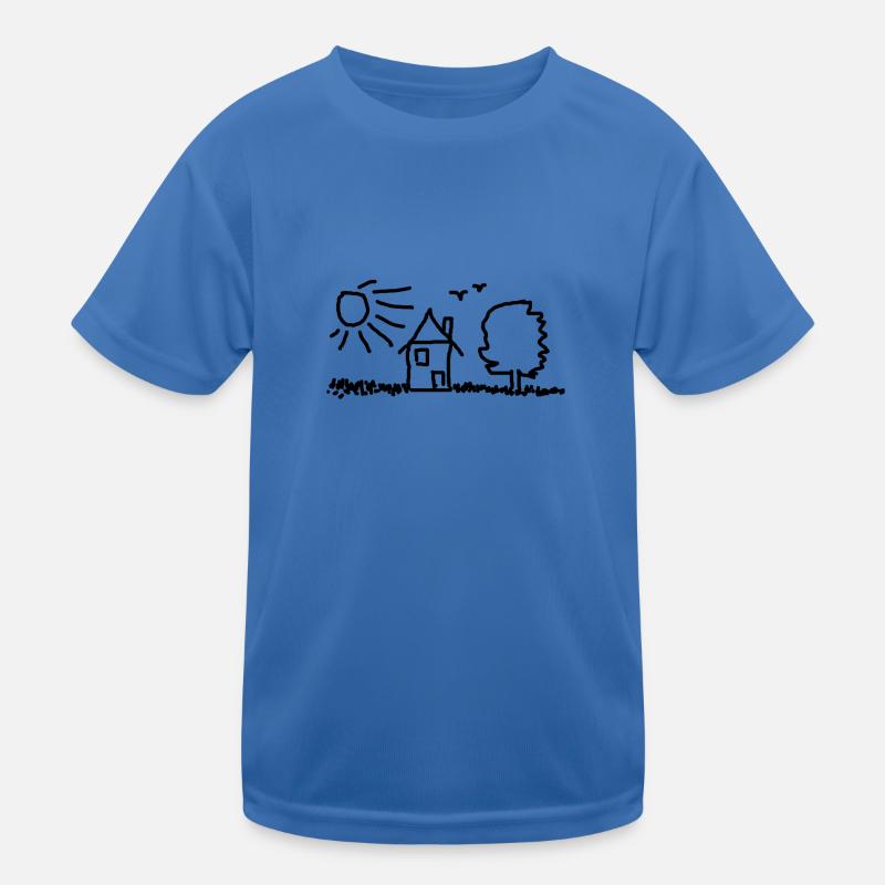 Haus Baum Sonne Kinder Funktions-T-Shirt