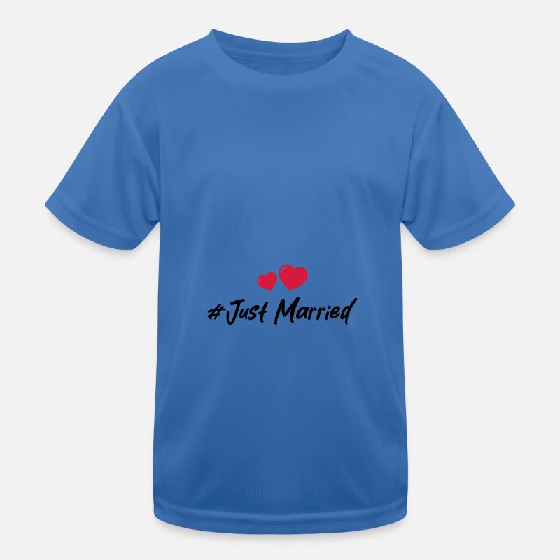 Just Married Wedding Heart Kids Functional T-Shirt